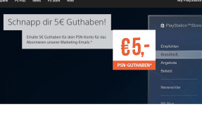 PSN: Jetzt kostenlos 5 Euro Guthaben einsacken