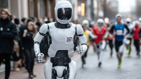 Peking trägt Marathon mit Robotern und Menschen aus