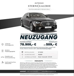 Bild des Angebotes Mercedes-Benz S 400 D/LONG/WADENMASSAGE/3DBURMES/360° HUD Bi