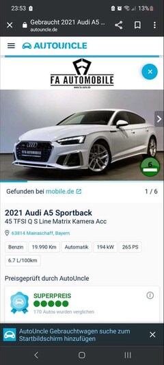 Bild des Angebotes Audi A5 45 TFSI quattro Sportback 2xS line