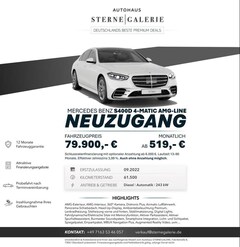 Bild des Angebotes Mercedes-Benz S 400 D/AMG-LINE/DISTRO+/AIRM/360°/BURMES HUD