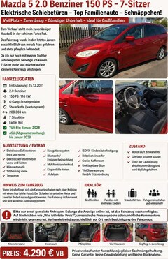 Bild des Angebotes Mazda 5 2.0 MZR-DISI i-stop Sports-Line