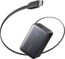 Anker Nano Powerbank (10K, 45W, Integriertes einziehbares USB-C Kabel) Schwarz