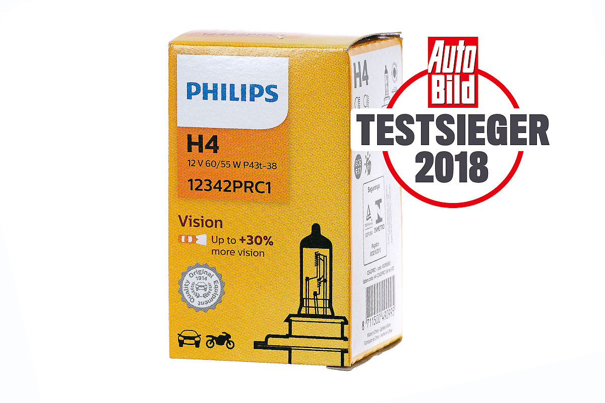 22 H4- Lampen im Test - Philips Vision +30%