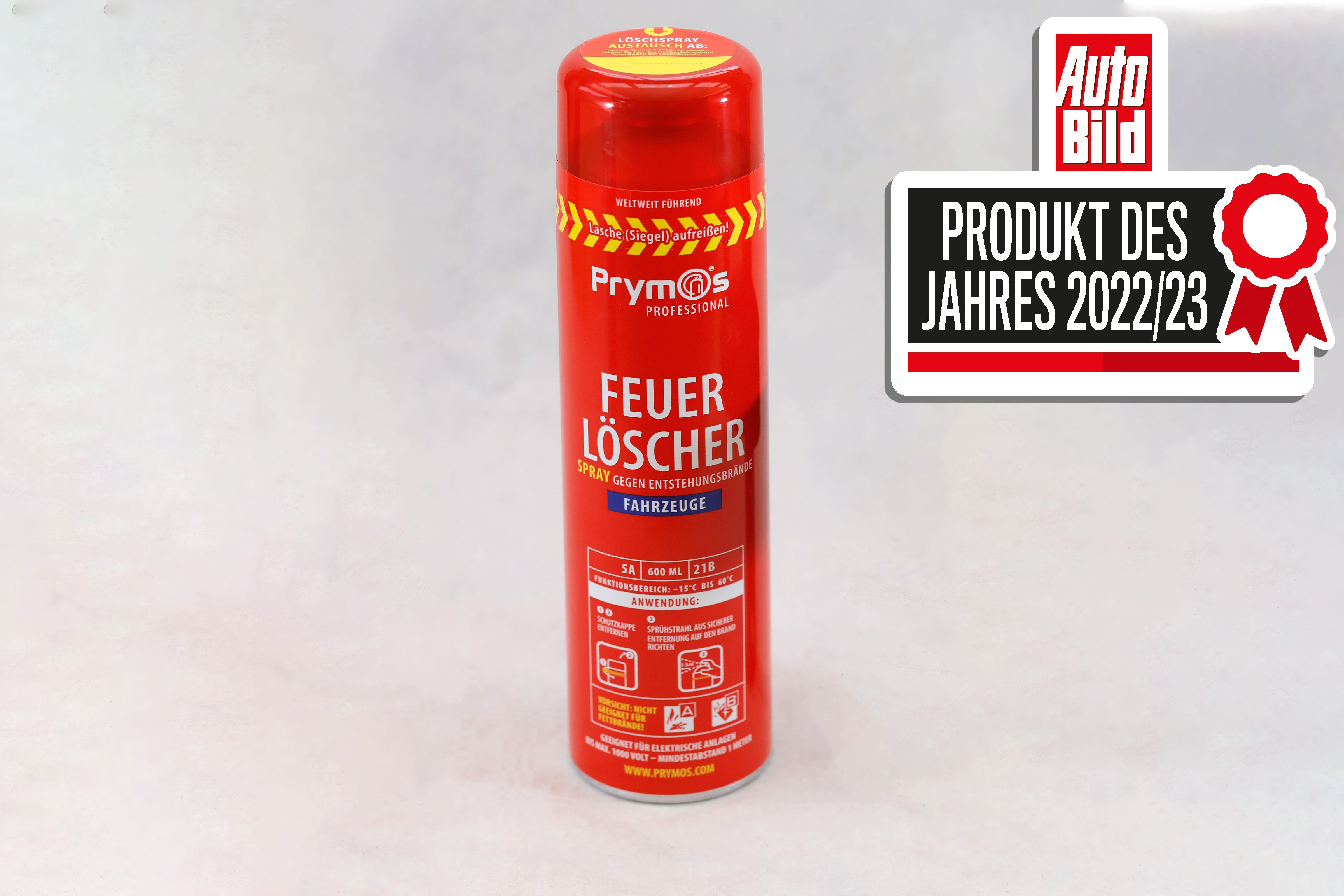 Produkte des Jahres 2022/23 - Prymos Feuerlöscherspray gegen Entstehungsbrände Fahrzeuge 