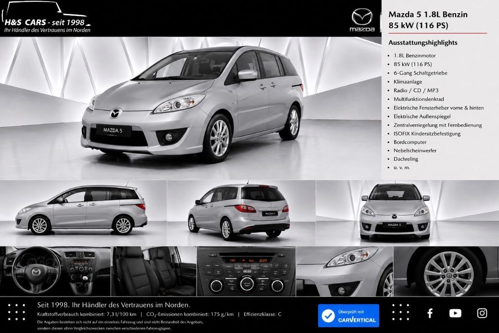 Bild des Angebotes Mazda 5 1.8 MZR Prime-Line 2.H XENON MAZDA SERVGPFLEGT