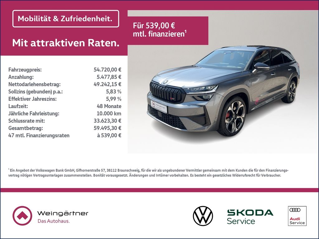 Bild des Angebotes Skoda Kodiaq 2.0 TSI RS 4x4, AHK, PANO, Canton, Matrix