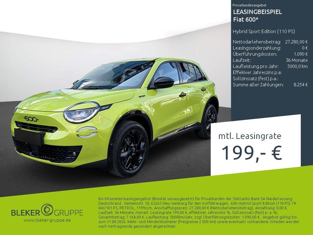 Bild des Angebotes Fiat 600 Hybrid Sport Edition (110 PS)