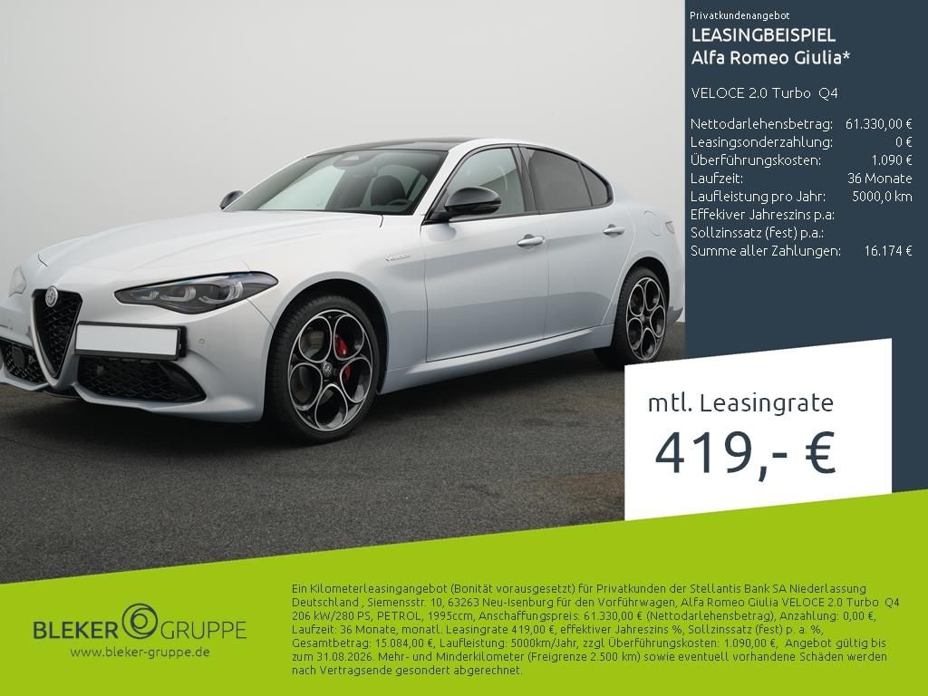 Bild des Angebotes Alfa Romeo Giulia VELOCE 2.0 Turbo  Q4