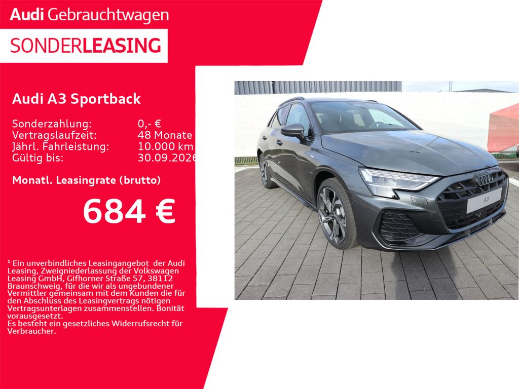Bild des Angebotes Audi A3 Sportback S line TFSI e S tronic*0,5%*AHK*ACC