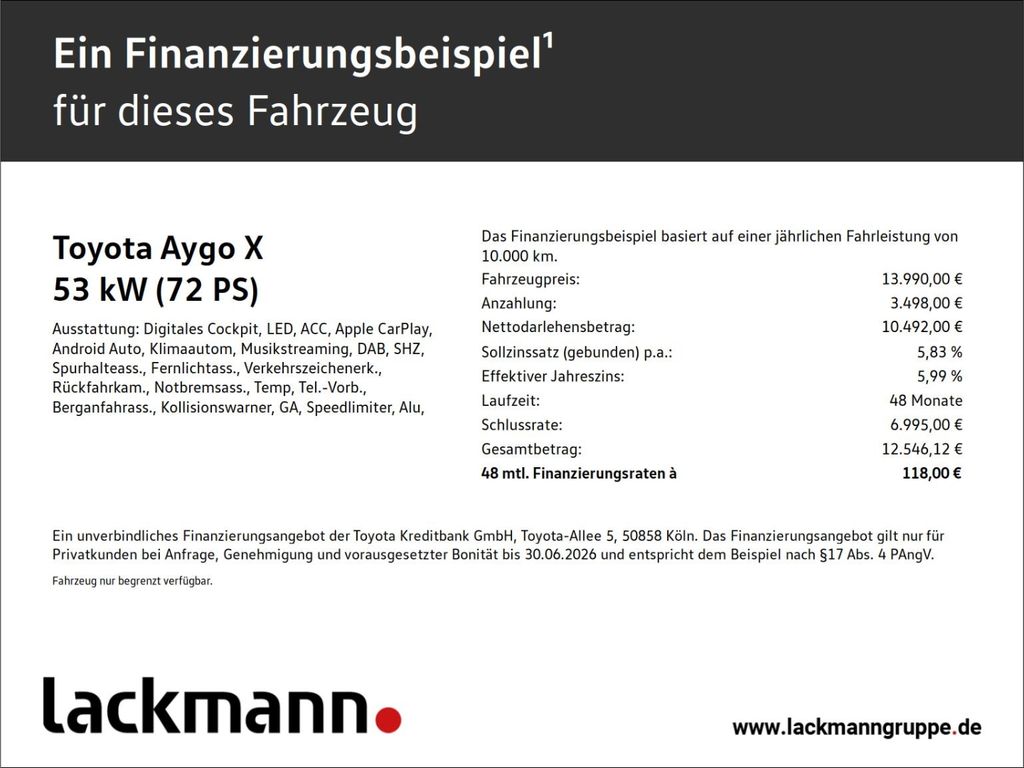 Bild des Angebotes Toyota Aygo X LED Klimaautomatik Sitzheizung Alufelgen