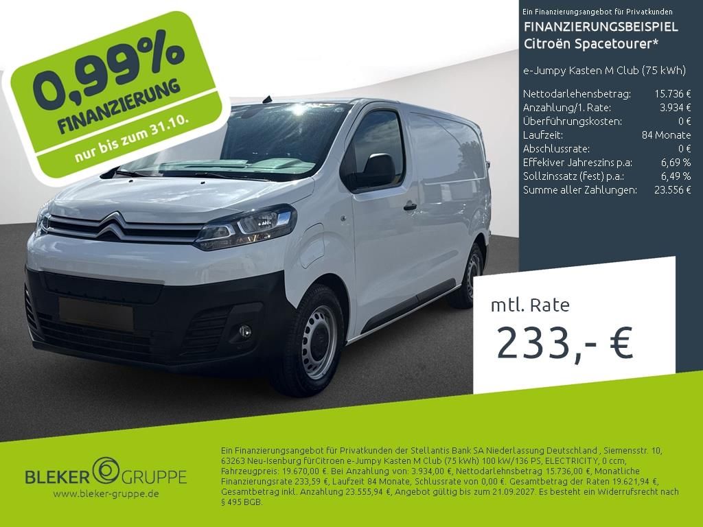 Bild des Angebotes Citroën Spacetourer e-Jumpy Kasten M Club (75 kWh)