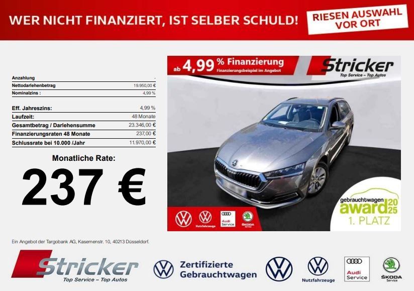 Bild des Angebotes Skoda Octavia Combi Business 2.0TDI DSG 237,-ohne Anza