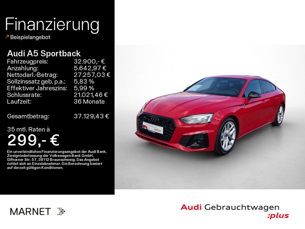 Bild des Angebotes Audi A5 Sportback S line 40 TFSI quattro S tronic*vir