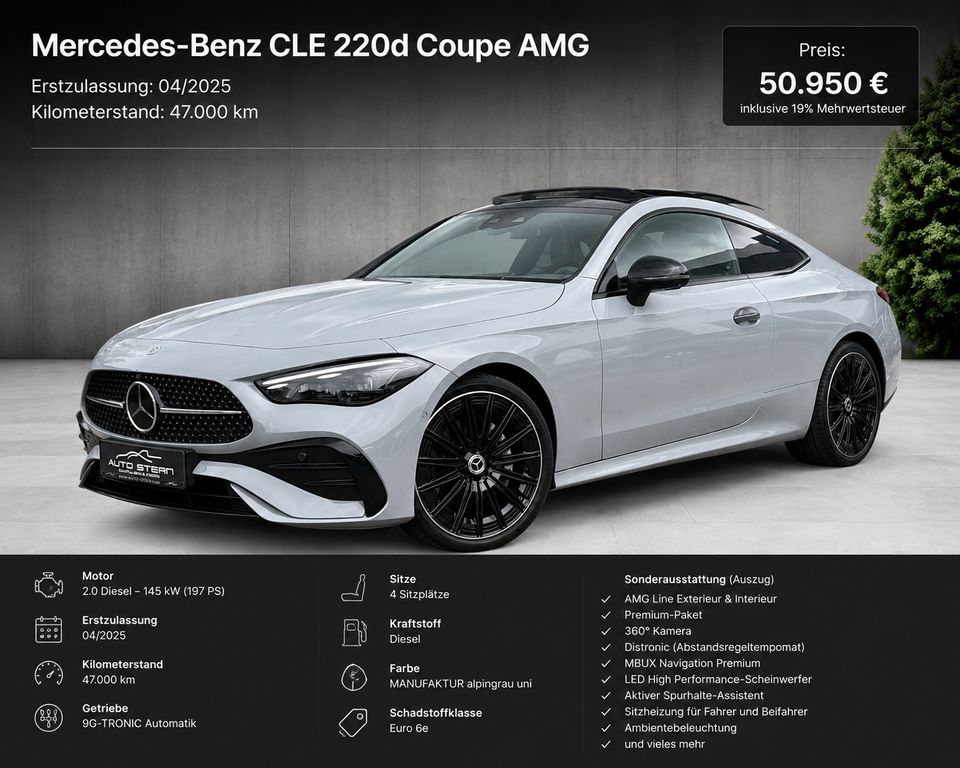 Bild des Angebotes Mercedes-Benz CLE 220 d Coupe AMG Premium 360° MEMORY DISTRO