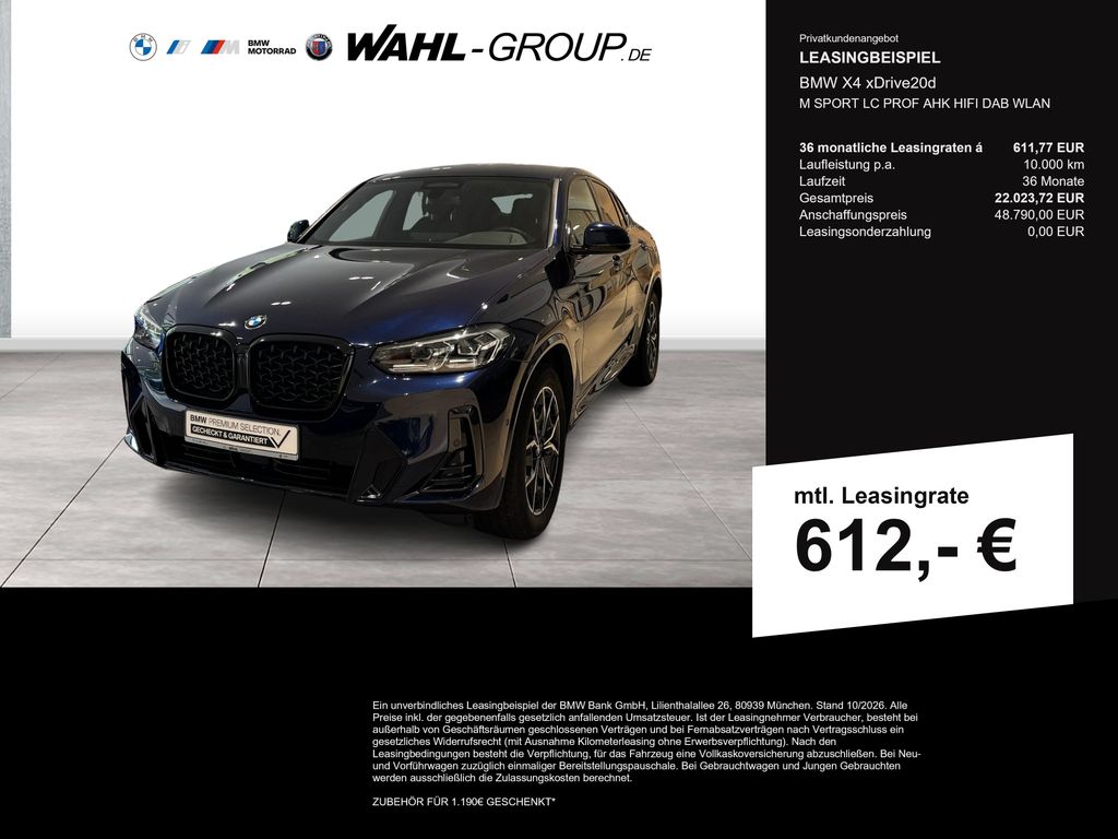 Bild des Angebotes BMW X4 xDrive20d M SPORT LC PROF AHK HIFI DAB WLAN
