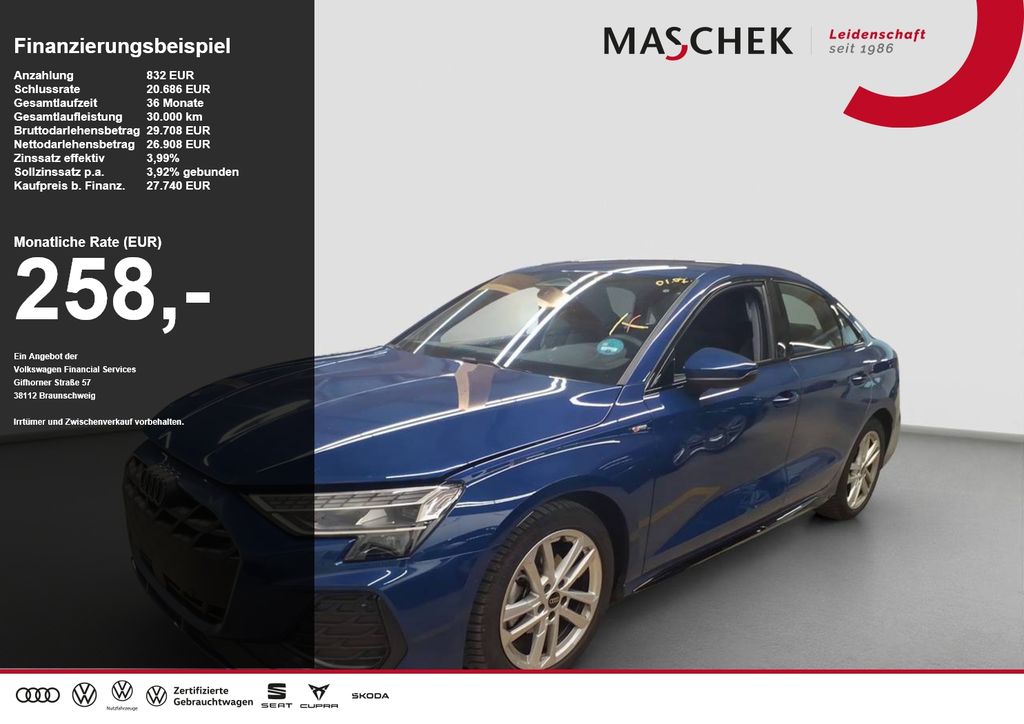 Bild des Angebotes Audi A3 Limousine S line TFSI S tronic Black ACC R-Ca