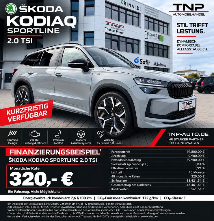 Skoda Kodiaq 2.0 TSI DSG Sportline+AHK+PANO+CANTON+HUD