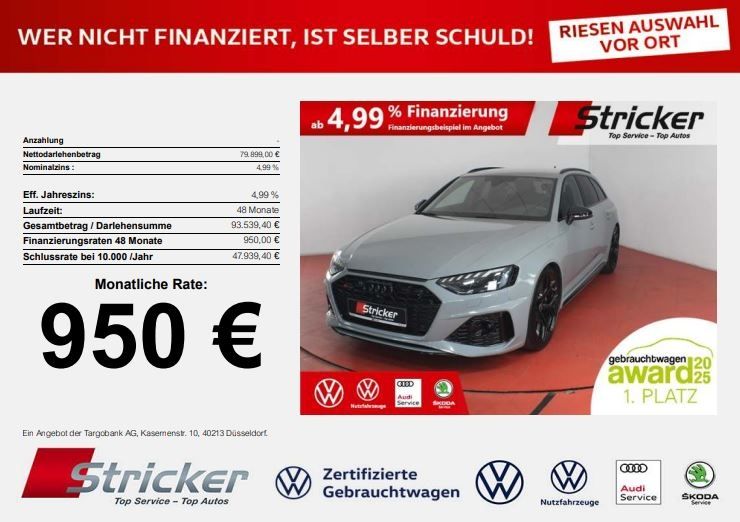 Bild des Angebotes Audi RS 4 Avant 2.9TFSI 950,-ohne Anzahlung RS Compet