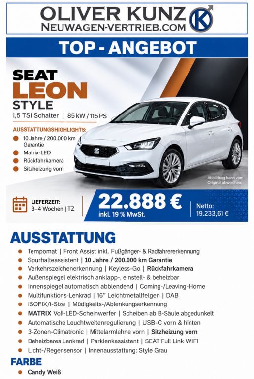 Bild des Angebotes Seat Leon STYLEMatrix LED Kamera 10J Garantie