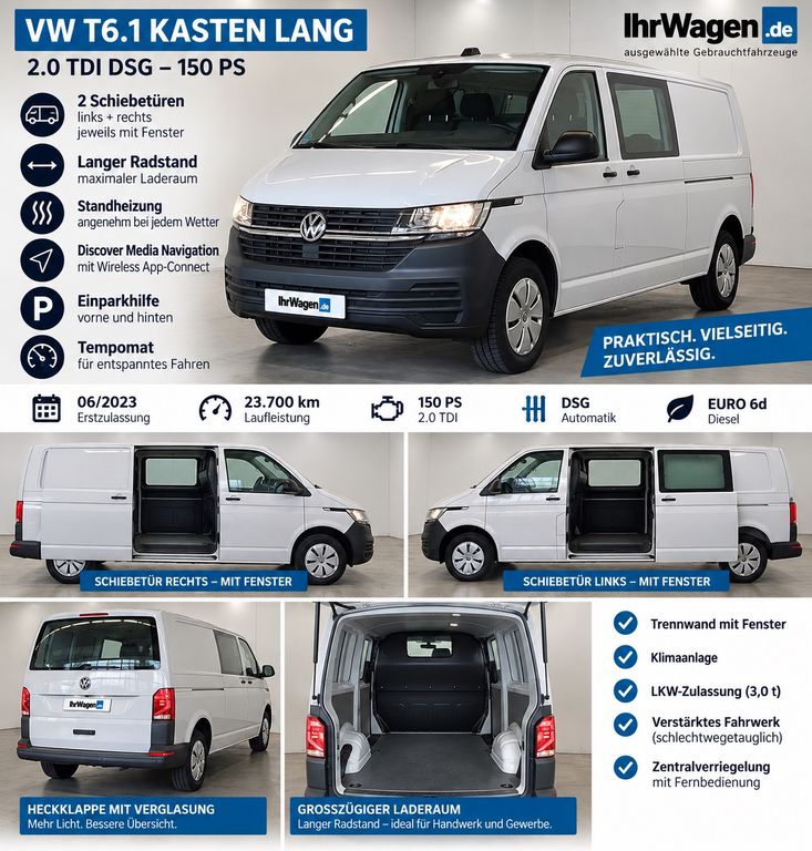 Bild des Angebotes Volkswagen T6.1 Transporter*LANG*1.Hd*23 km*DSG*Standhz*
