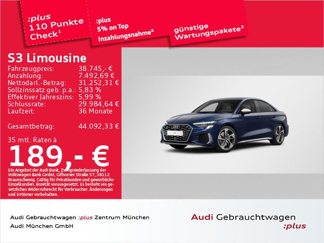 Bild des Angebotes Audi S3 Limousine TFSI S tronic B&O/Navi+