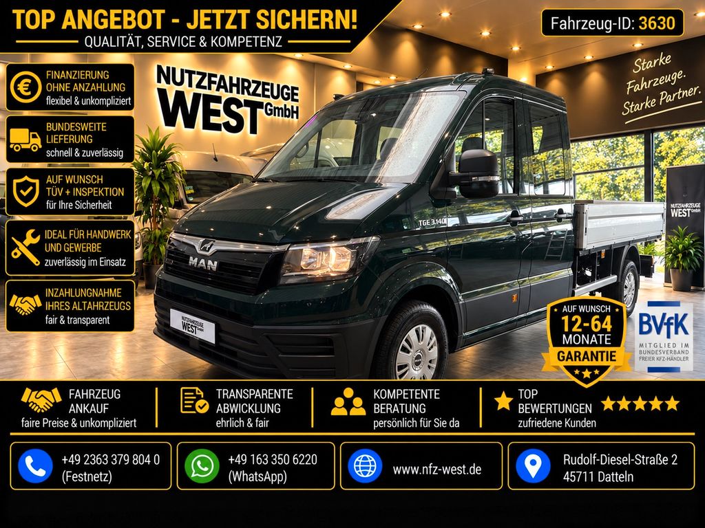 Bild des Angebotes MAN TGE 3.140 DoKa Maxi-Pritsche*AHK*Kamera*7Sitzer*