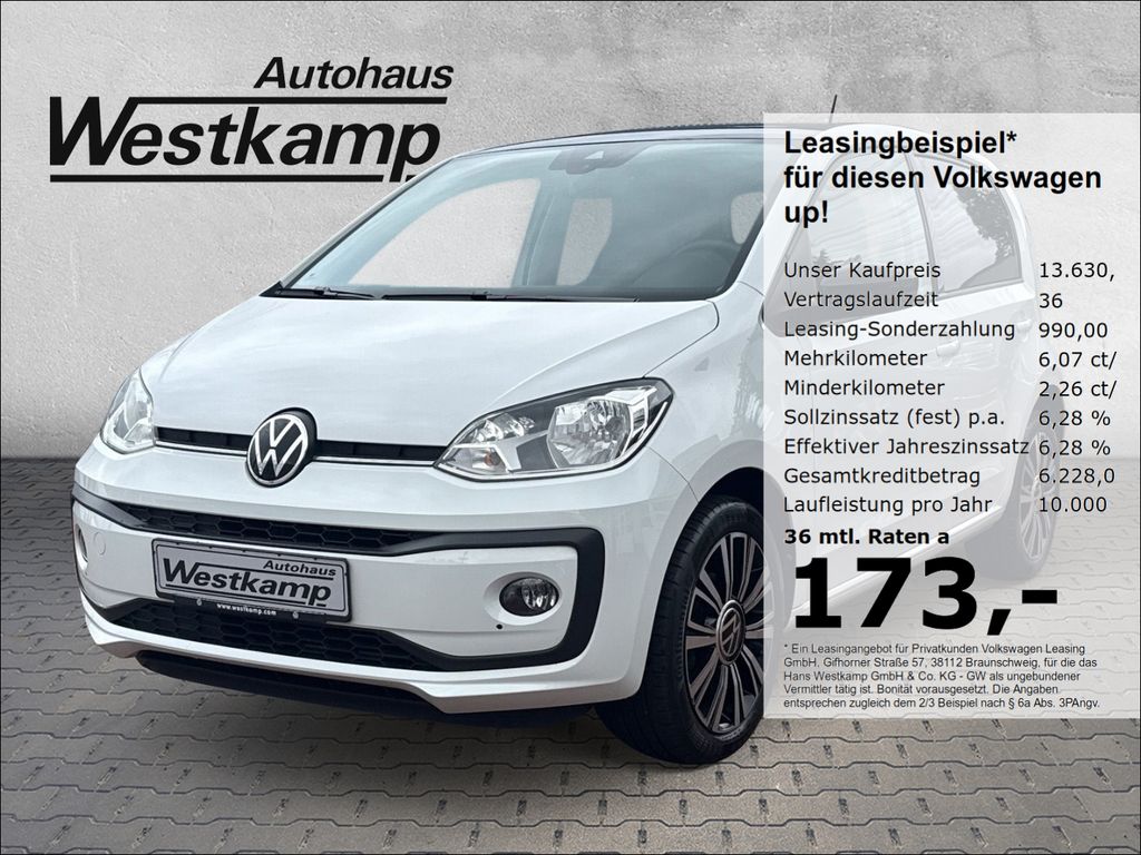 Bild des Angebotes Volkswagen up! Black Style 1,0 4doors Roof-Pack Parkpilot