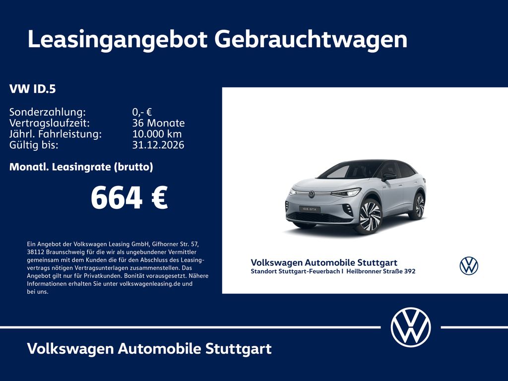 Bild des Angebotes Volkswagen ID.5 GTX Navi AHK Kamera P-Dach