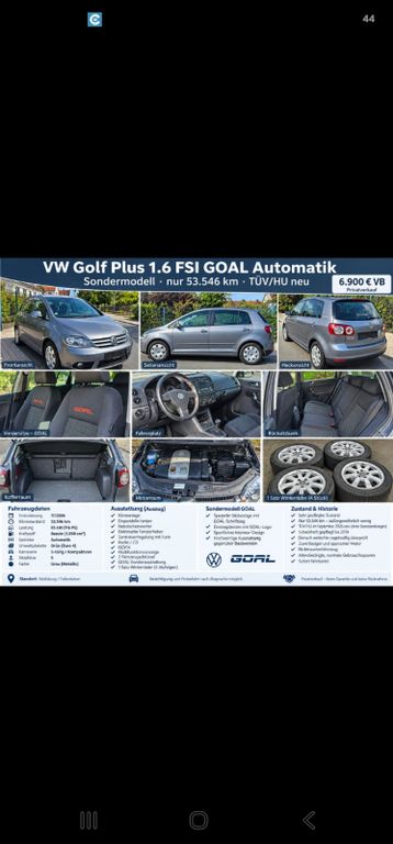 Bild des Angebotes Volkswagen Golf Plus 1.6 FSI Goal Automatik Goal
