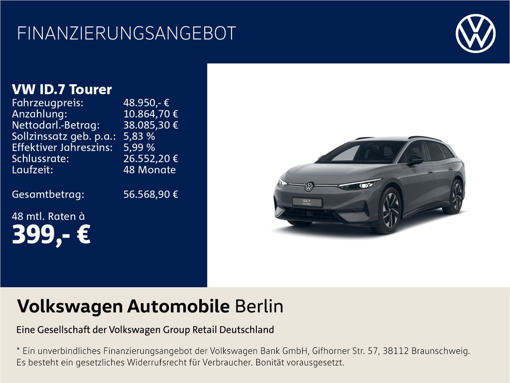 Bild des Angebotes Volkswagen ID.7 Tourer Pro Klima Navi ACC R-Kam Wärmepumpe