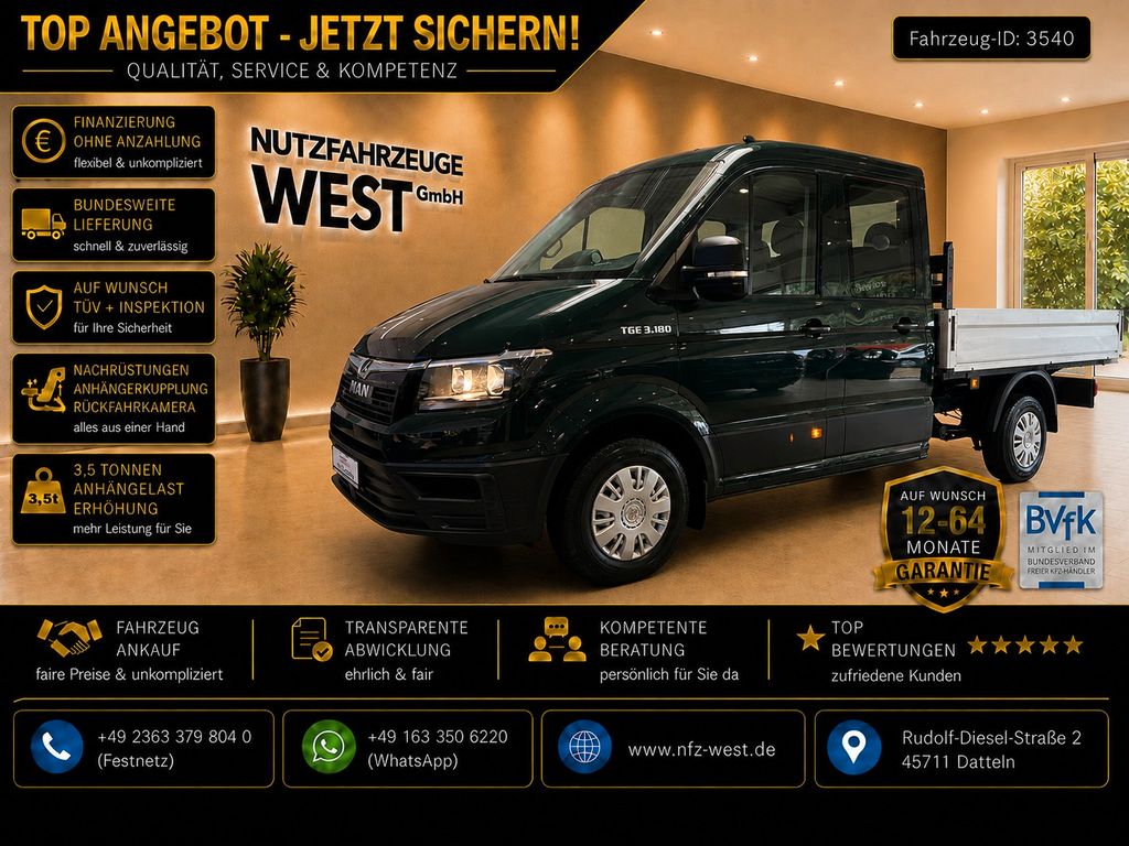 Bild des Angebotes MAN TGE 3.180 DoKa Pritsche 7-Sitzer*Garantie*1.Hand