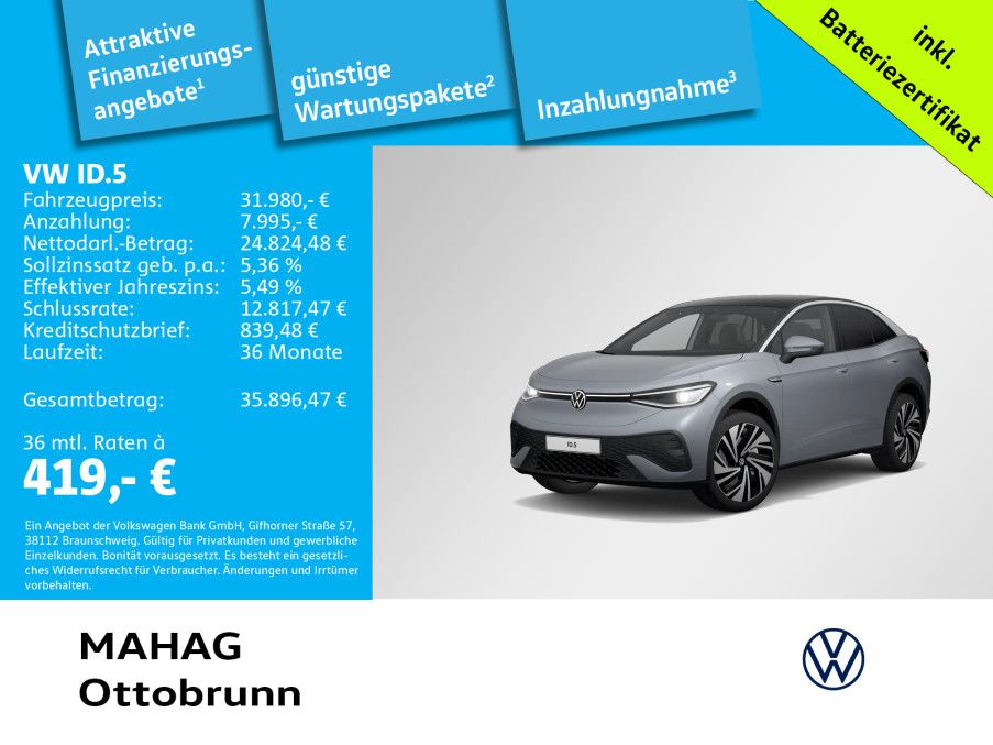 Bild des Angebotes Volkswagen ID.5 Pro 128 kW  WärmePu CCS AHK IQ.Light Navi P