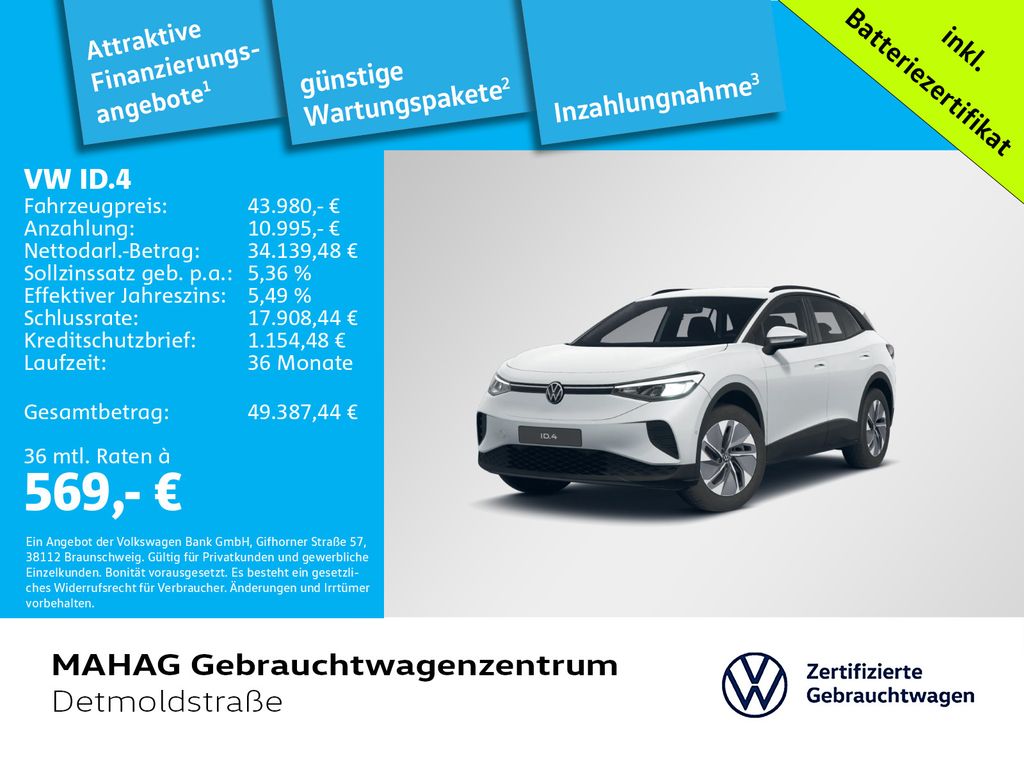 Bild des Angebotes Volkswagen ID.4 Pro 210 kW WärmePu CCS AHK LED Navi ParkAss