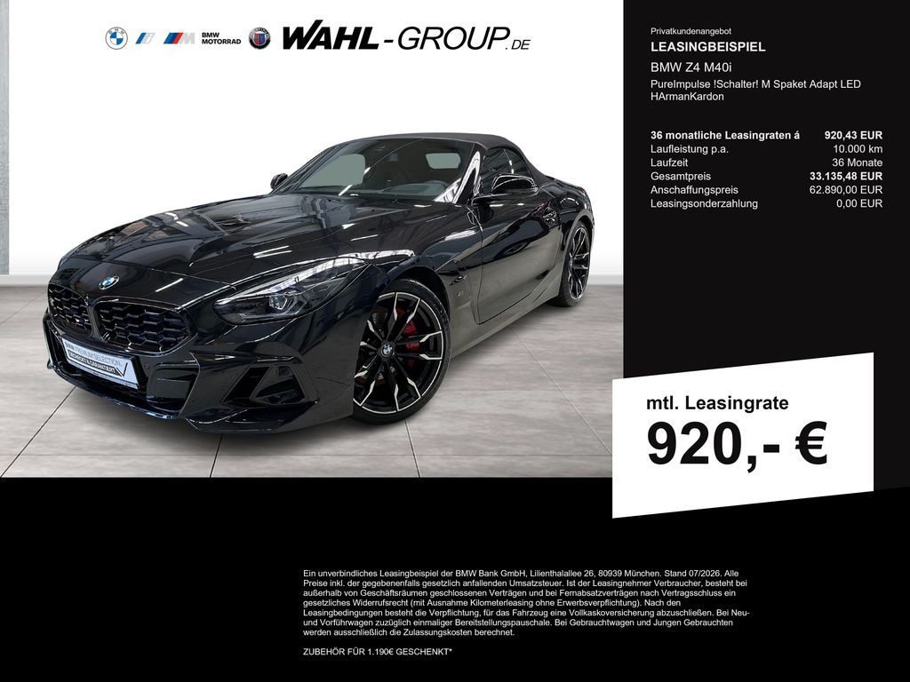 Bild des Angebotes BMW Z4 M40i PureImpulse !Schalter! M Spaket Adapt LE