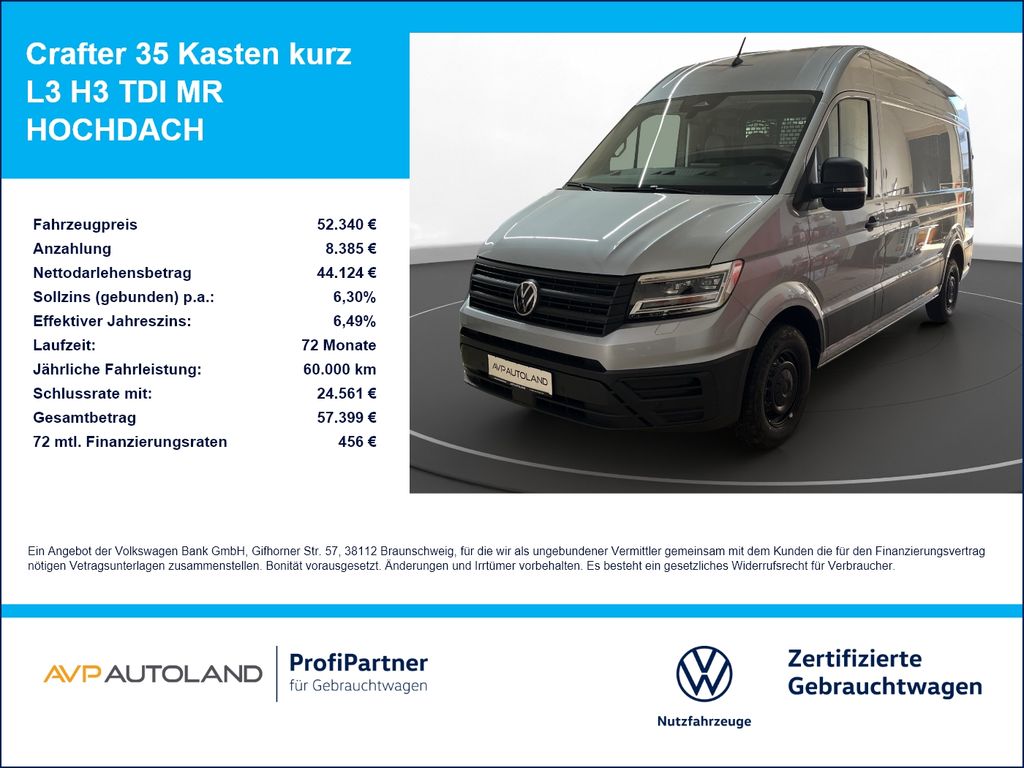Bild des Angebotes Volkswagen Crafter 35 Kasten kurz L3 H3 TDI MR HOCHDACH