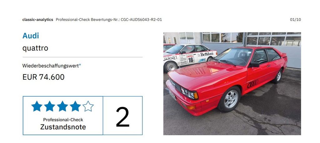 Bild des Angebotes Audi Urquattro, TÜV neu , Gutachten 2026, H-Zulassung