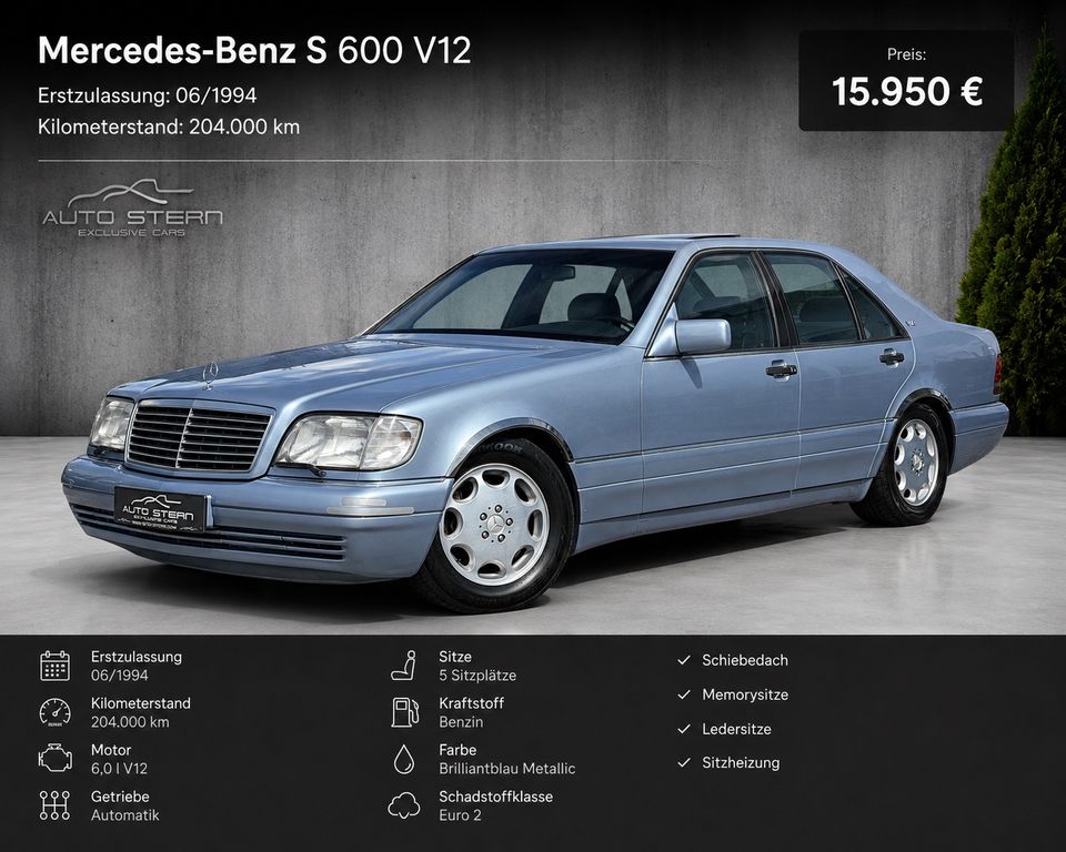 Bild des Angebotes Mercedes-Benz S 600 V12 LEDER SCHIEBEDACH MEMORY