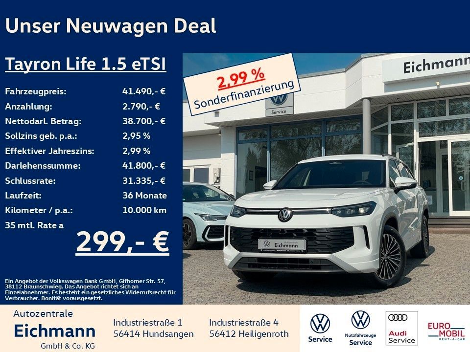 Volkswagen Tayron Life 1.5 eTSI+DSG+LEDPlus+AHK+STHZG+ACC+R