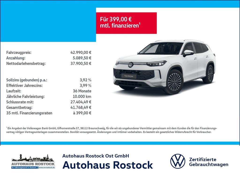 Bild des Angebotes Volkswagen Tayron Life 2.0 TDI DSG STANDHZG AHK NAVI LED