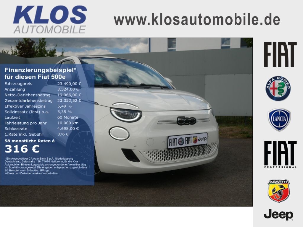 Bild des Angebotes Fiat 500e LA PRIMA AT 42 Kwh 118PS LED GLASDACH NAVI