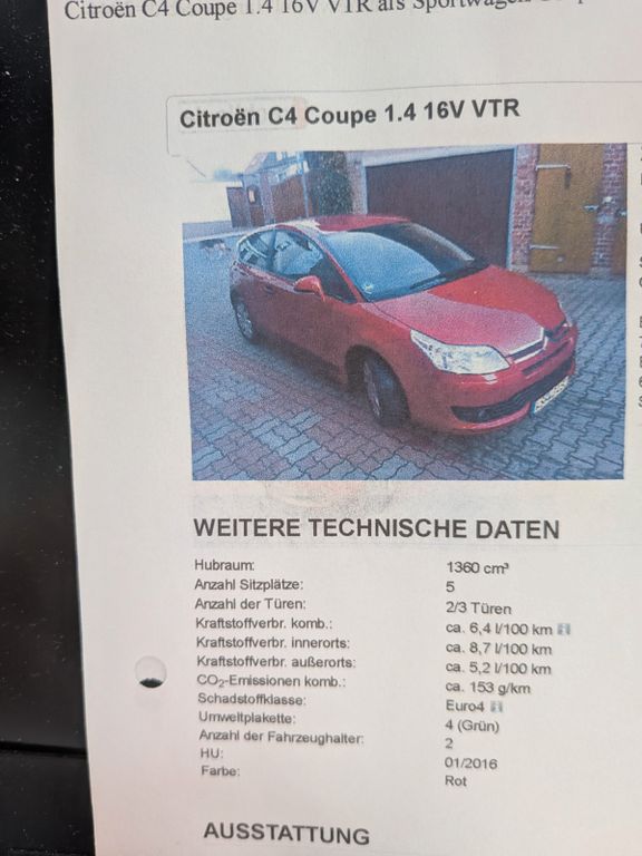 Bild des Angebotes Citroën C4 1.4i 16V Advance Advance