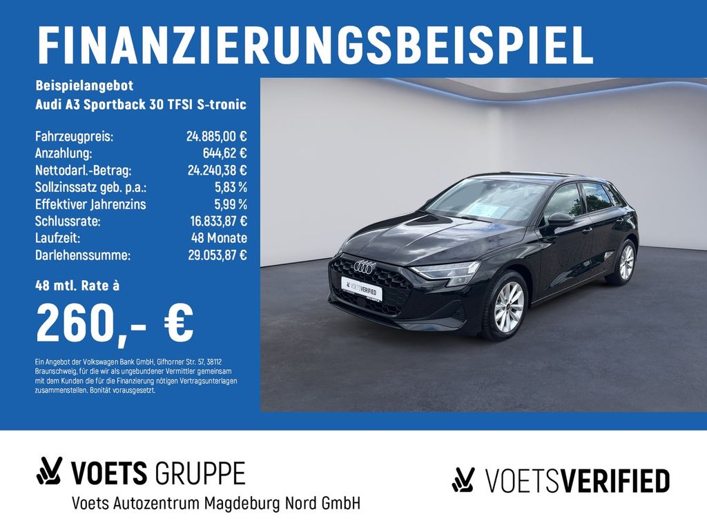 Bild des Angebotes Audi A3 Sportback 30 TFSI S-tronic Basis LED+NAVI+PDC