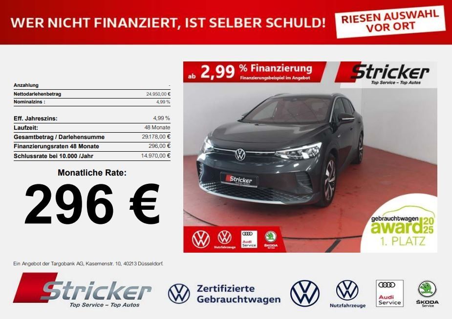 Bild des Angebotes Volkswagen ID.4 1st 150/77 296,-ohne Anzahlung Navi AHK Kam