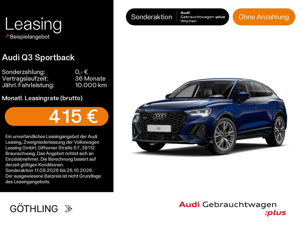 Bild des Angebotes Audi Q3 Sportback 40 TFSI quattro Matrix*AHK*Schwarz*