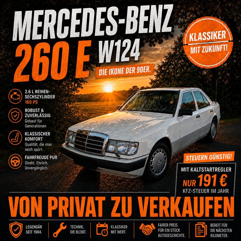 Bild des Angebotes Mercedes-Benz Mercedes 260 E W124 | TÜV neu | Steuern 191 EUR