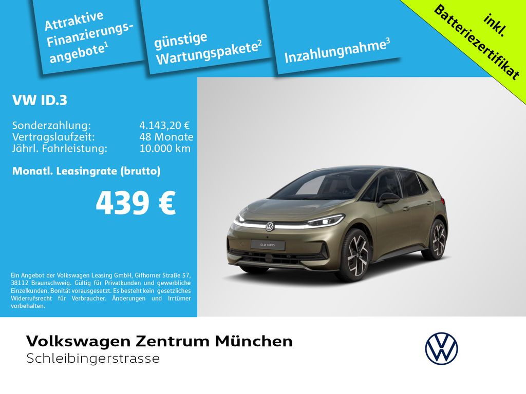 Bild des Angebotes Volkswagen ID.3 Neo Style 140 kW CCS WärmePu IQ.Light IQ.D