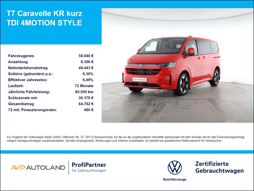 Bild des Angebotes Volkswagen T7 Caravelle KR kurz TDI 4MOTION STYLE