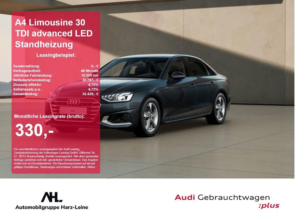 Bild des Angebotes Audi A4 Limousine 30 TDI advanced LED Standheizung LM