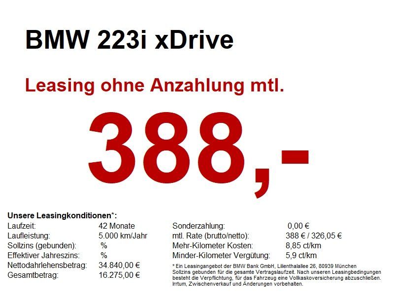 Bild des Angebotes BMW 223i xDrive M Sport LED+/360/HUD/K-ZUG/DriveAss+